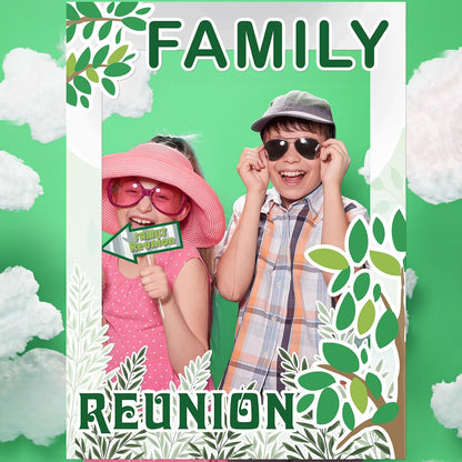 Beeveer 49 Pcs Green Family Tree Photo Booth Props Family Reunion Decorations Gathering Party Photo Booth Picture Frame and Props Happiness Selfie Favors for Home Party Supplies