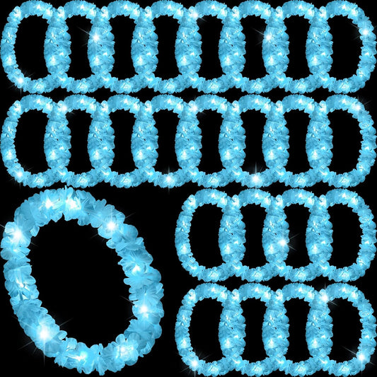 Sherr 24 Pcs LED Leis Light Up Purple and Gold Hawaiian Flower Necklaces, Graduation 2026 Party Supplies, Class of 2026 Leis for Beach Wedding Luau Glow Party Favors