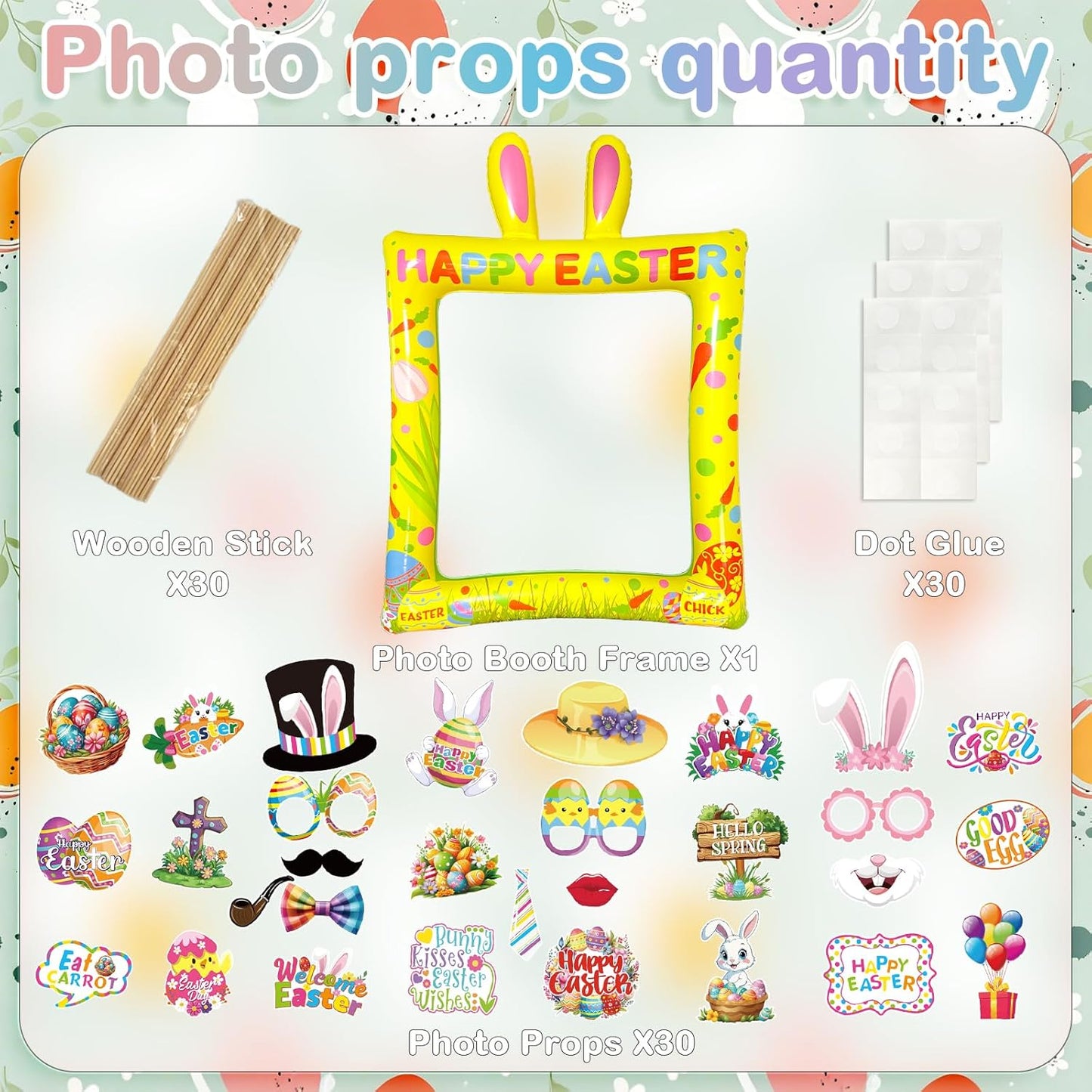 Hawaiian Photo Booth Props & Inflatable Frame, 30Pcs Luau Photobooth Props with Large Inflatable Inflatable Selfie Picture Frame for Summer Tropical Aloha Luau Party Selfie Supplies