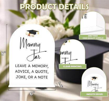 Graduation Guestbook Sign, 6 x 8 Inch White Arch Acrylic Grad Party Sign with Holder, Graduation Party Sign for Class of 2026, Grad Decor, High School College Party Supplies - DL02