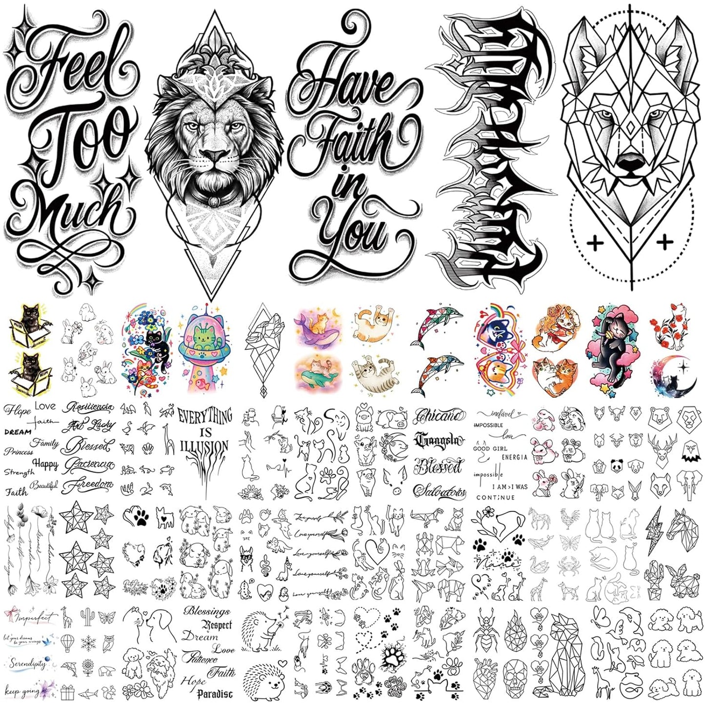252+ PCS Glow Unicorn Princess Temporary Tattoo for Kids, 36 Sheets Rainbow Castle Candy Star Prince Fake Tattoos Sticker for Girls Boys, Luminous Birthday Magic Fairy Theme Party Favors Decoration