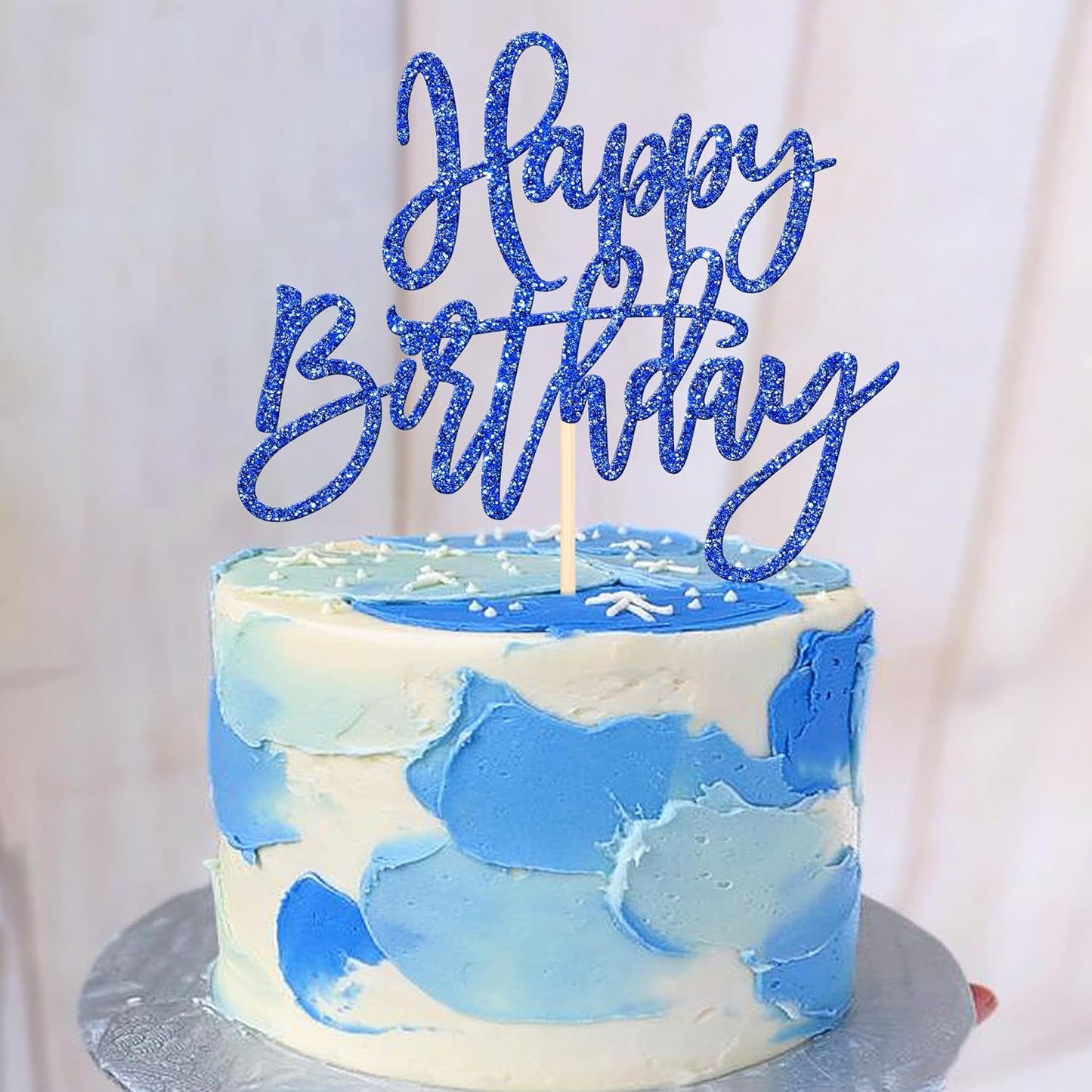 ZHUOWEISM 1 PCS Gold Happy Birthday & Anniversary Cake Topper