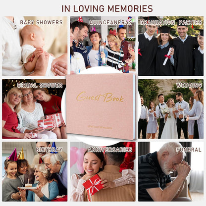 Lankaiva Wedding Guest Book, Guest Book Wedding Reception - Classic Baby Shower Guest Book, 100 Blank Pages for Bridal Shower Birthday Graduation Sign in and Photos, Beige