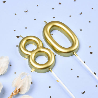 2.76 Inch Classical Gold 5 Number Birthday Candles, Gold Number Candles, Cake Number Candles, Party Celebration