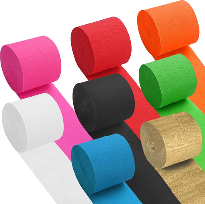 Oubest Crepe Paper Streamers 2.2 Inch x 656 Feet Ideal Party Supplies & Decorations for Birthdays Baby Showers Bachelorettes Weddings DIY, 8 Rolls Pastel Streamers Backdrops, Doorway & Wall Decor