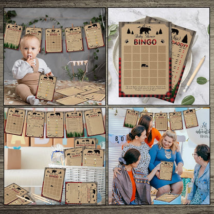 Yinder 145 Pcs Baby Shower Games Activities Cards with 20 Pencils Includes Baby Bingo Description and Wishes Guess Who Price is Right Word Scramble Game(Here Comes the Son)