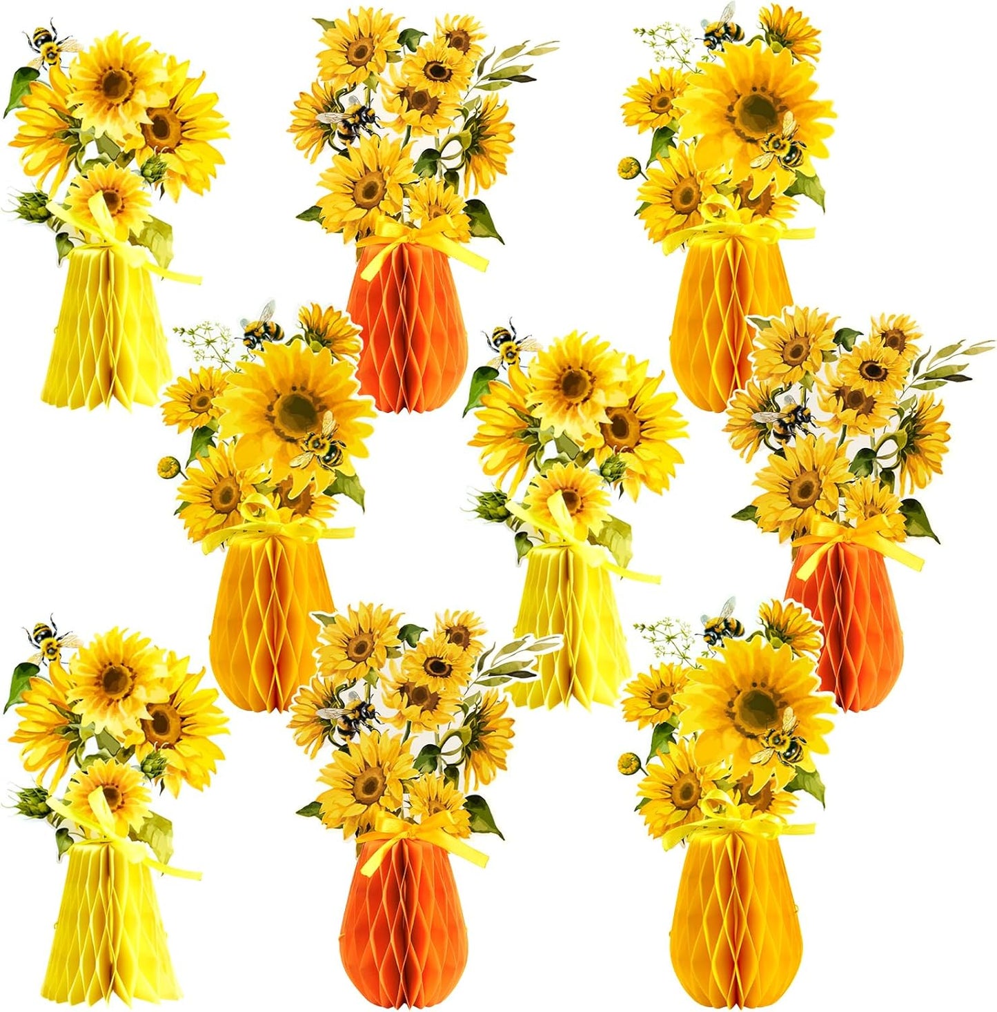 SUNBEAUTY 9PCS Spring Wildflower Party Decorations Wild Flowers Honeycomb Centerpieces for Tables Wildflower Birthday Spring Flower Theme Party Decorations for Garden Baby Shower, Easter, Mothers Day
