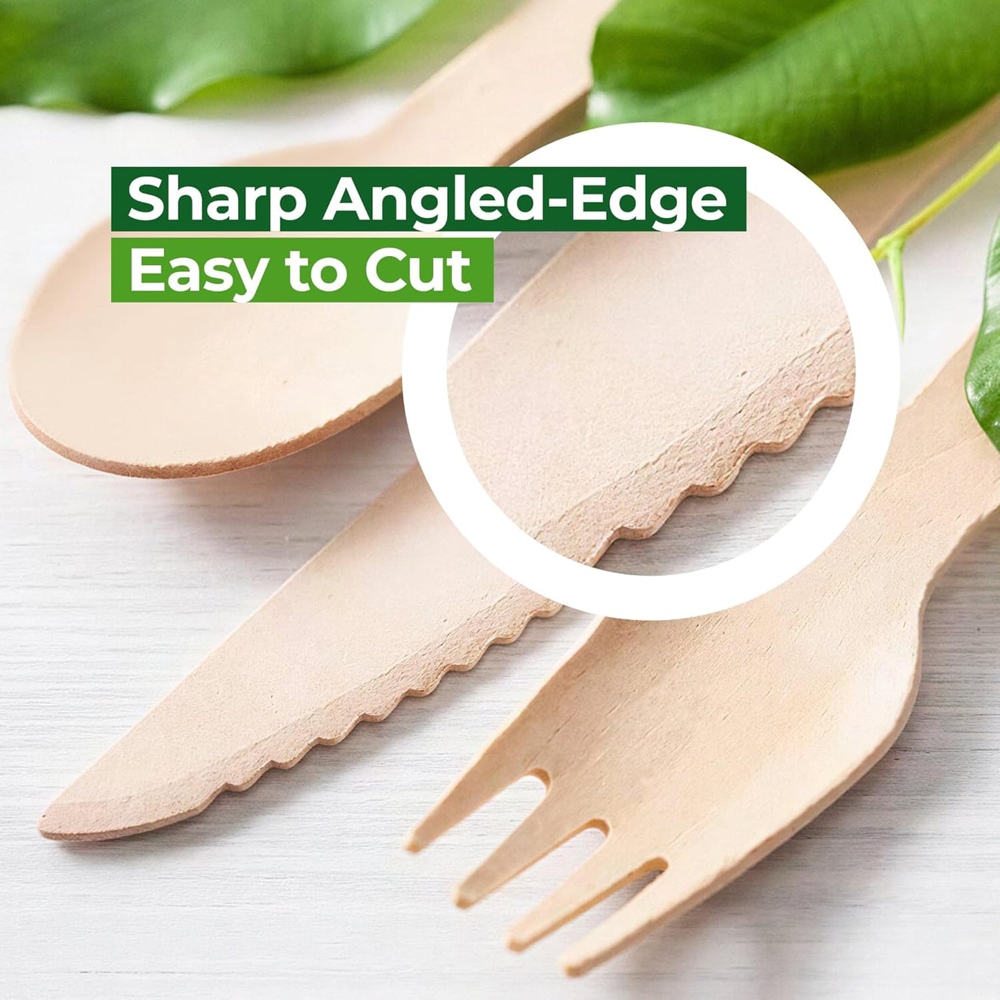 700 PCS Wooden Cutlery Set - 100% Compostable Silverware (300 Forks, 200 Spoons, 200 Knives) - Eco-Friendly Wooden Utensil Set & Disposable Party Utensils, Alternative to Bamboo Cutlery