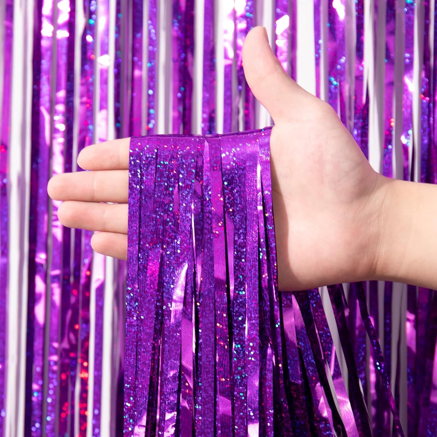 Voircoloria 3 Pack 3.3x8.2 Feet Gold Foil Fringe Backdrop Curtains, Tinsel Streamers, Fringe Backdrop for 2025 New Years Eve, Graduation, Birthday, Baby Shower, Gender Reveal, Disco Party - Colors A