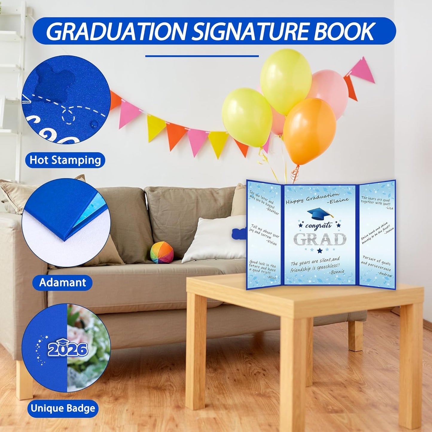 Vlipoeasn 2026 Graduation Guest Book Alternative, Black Gold Class of 2026 Graduation Party Decorations, Graduation Signature Book for 2026 College High School, Unique Graduation Gifts for Friends
