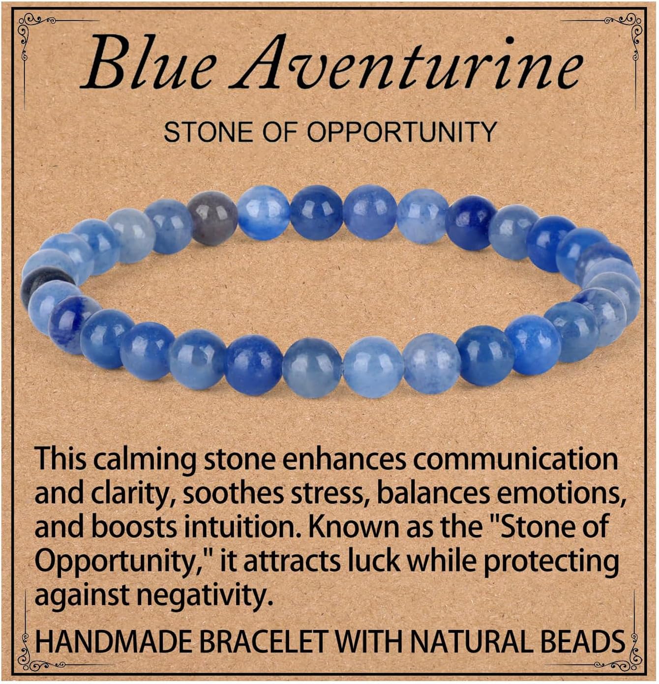 LPBeads Handmade Natural Gemstone Stretch Elastic Bracelet Healing Crystal Round Stone Beads Jewelry Gifts for Women Men