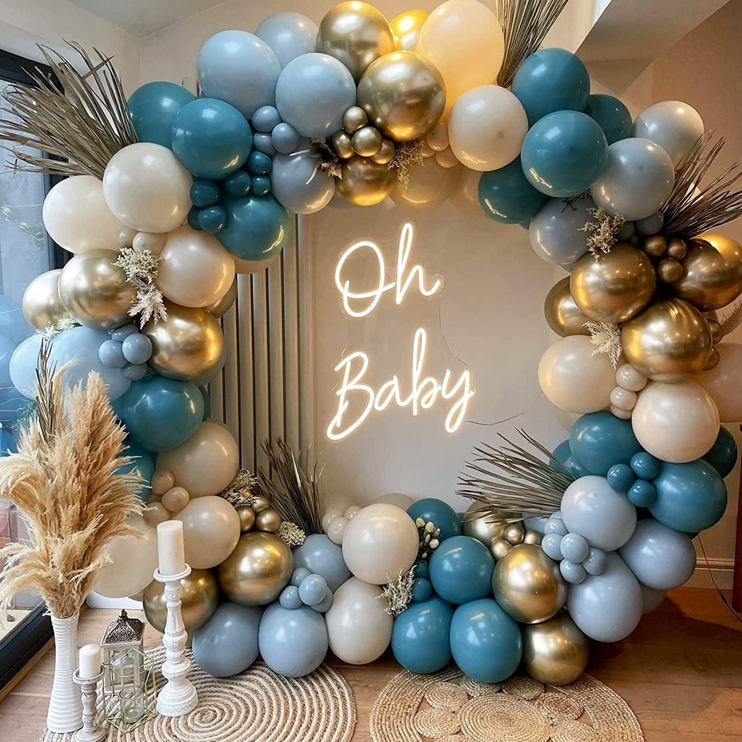 Sage Green Pink Balloons Garland Kit,133pcs Olive Green Blush Pink Sand White Metallic Gold Balloons for Bridal Shower Wedding Birthday Jungle Safari Woodland Party Decorations…