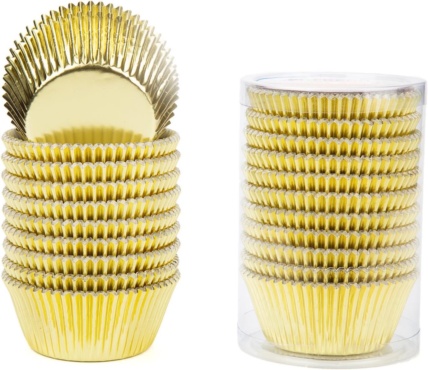 Gifbera White Metallic Foil Cupcake Liners Standard Size Baking Cups, 200-Count