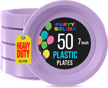 Exquisite Party Solids Red Plastic Plates For Party Supplies 10" Red Disposable Plates Heavy Duty 50 Pcs Plastic Dinnerware Sets Heavy Duty 350 GSM Disposable Dinnerware Set