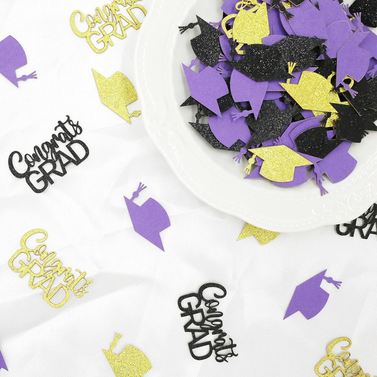 200PC Gold Graduation Confetti Class of 2026 Congrats Grad Confetti for Table Grad Cap Scatters for Graduation party decorations 2026
