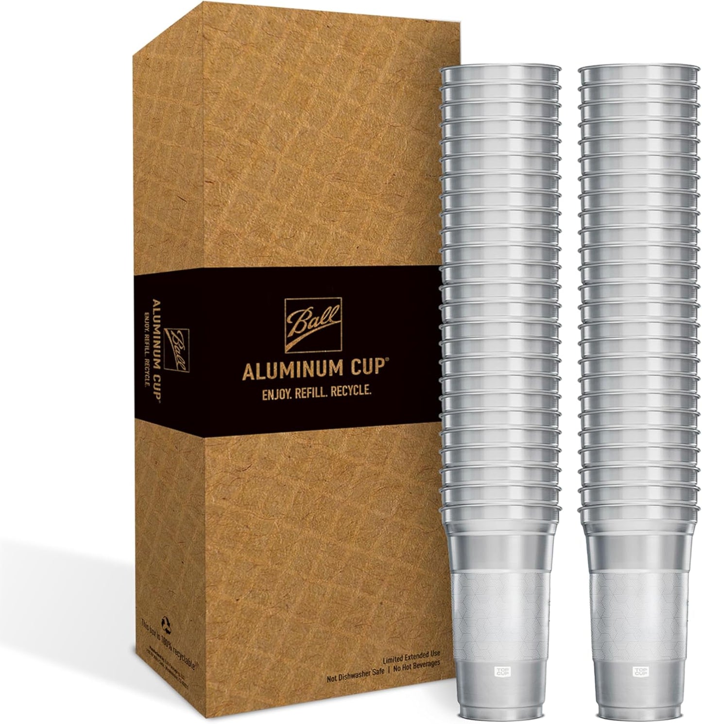 Top Cup – 16 Ounce, 30 Count, Reusable Aluminum Party Cups | Cold-Holding, Recyclable, Made in USA