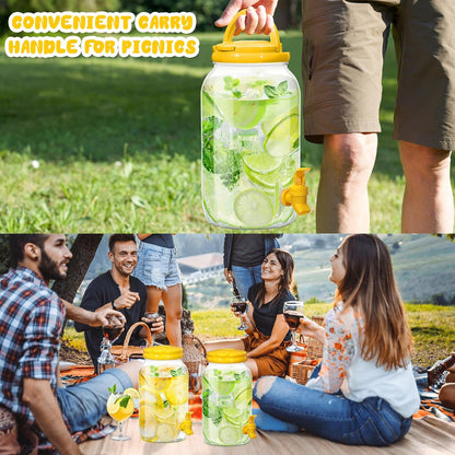 Havawish 2 Pcs 1 Gallon Plastic Beverage Dispenser with Spigot Clear Summer Kitchen Fridge Drink Dispenser for Parties Lemonade Juice Tea Beer Cold Water (Red,Cylinder)