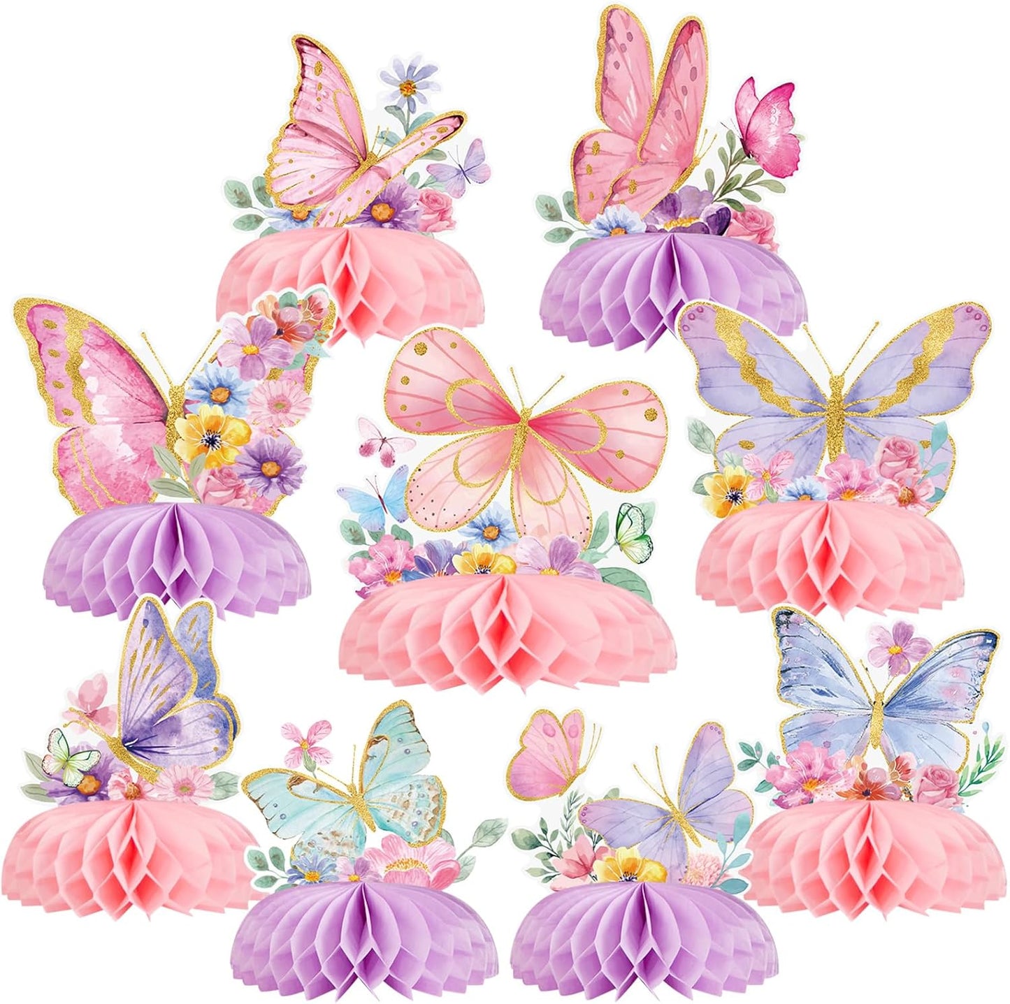 SUNBEAUTY 4PCS Honey Bee Honeycomb Centerpieces Decorations Yellow Bee Honeycomb Table Centerpieces with Sunflower Stickers for Baby Shower Birthday Gender Reveal Birthday Decoration
