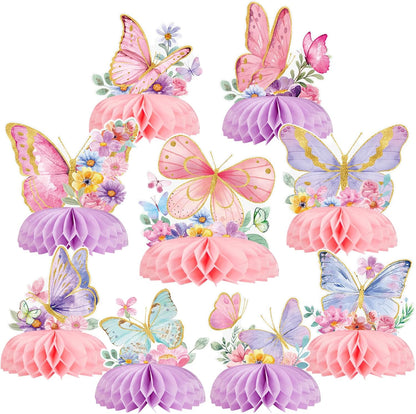 SUNBEAUTY 4PCS Honey Bee Honeycomb Centerpieces Decorations Yellow Bee Honeycomb Table Centerpieces with Sunflower Stickers for Baby Shower Birthday Gender Reveal Birthday Decoration
