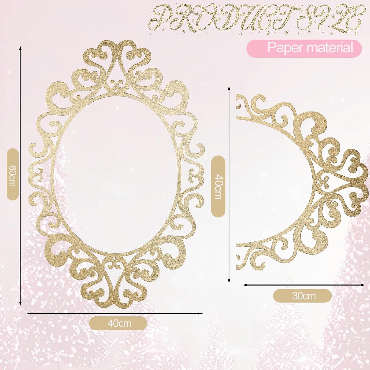 Aurelema Princess Mirror Photo Booth Props 15 x 23 Inches Princess Party Decorations Mirror Photo Props for Fairytale Birthday Baby Shower Party Supplies Photography Backdrop