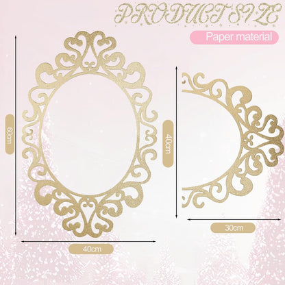 Aurelema Princess Mirror Photo Booth Props 15 x 23 Inches Princess Party Decorations Mirror Photo Props for Fairytale Birthday Baby Shower Party Supplies Photography Backdrop
