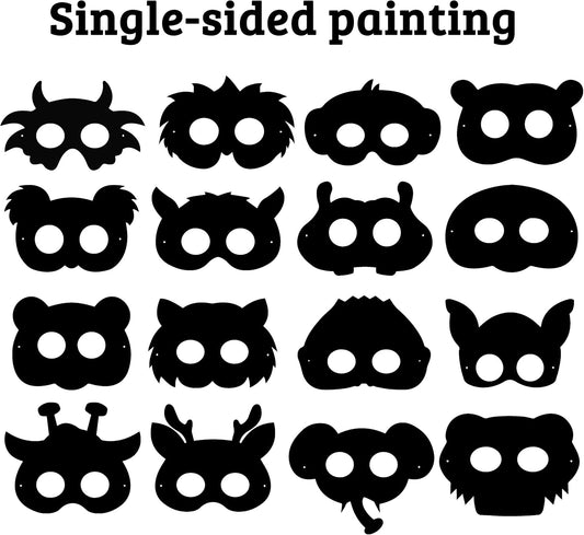 WATINC 32Pcs Scratch Paper Animal Masks, DIY Color Mask for Magic Scratch Party Favors, Birthday Gifts Pack for Children, DIY Art Craft Kit for Kids, 16 Styles with Elastic Bands Wood Stylus
