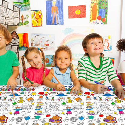 Giant Construction Party Coloring Tablecloth for Kids - Huge Construction Theme Table Cover Large Dump Truck Vehicle Painting Poster for Children Birthday Party Supplies 54x108 Inch