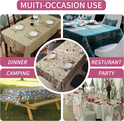 Rectangle Table Cloth,100% Waterproof Tablecloth Oil Proof Spill Proof Vinyl Table Cloth, Wipe Clean Plastic Table Cover for Dining, Camping, Indoor and Outdoor 52" x 70",Leaves