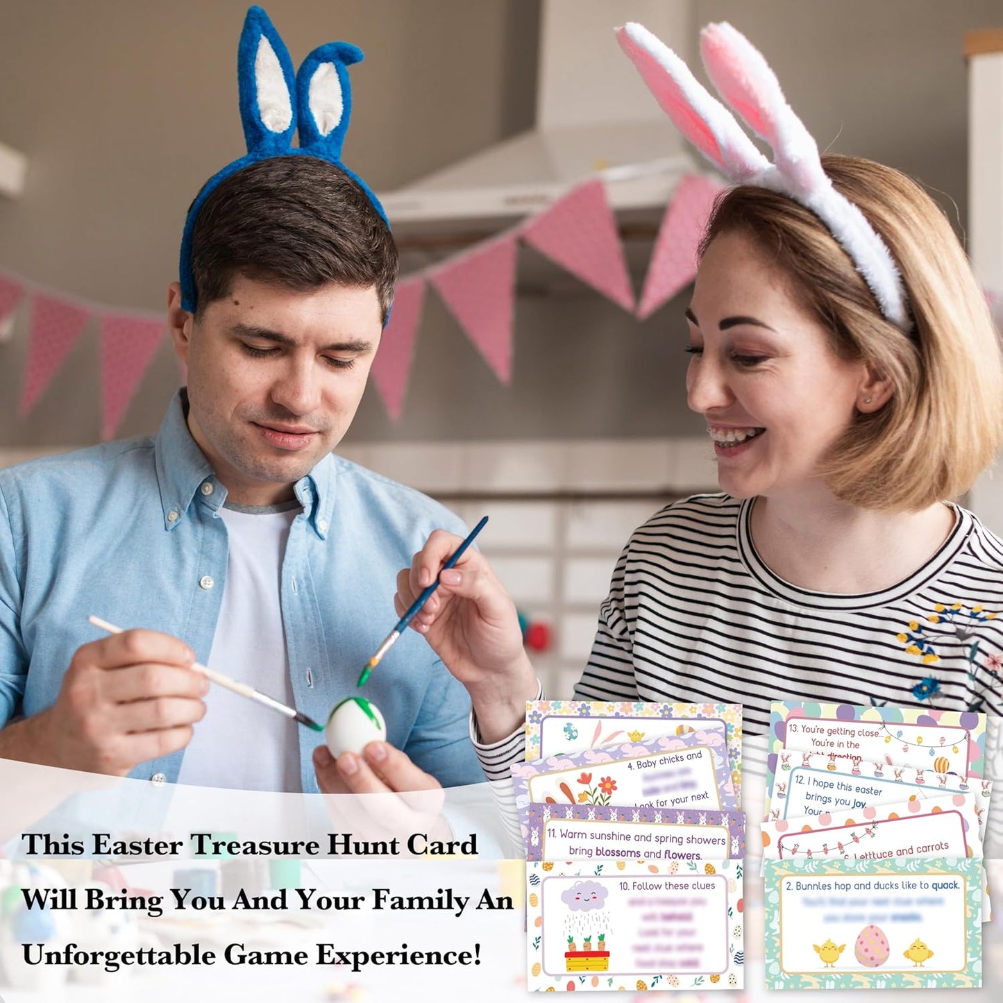 Easter Scavenger Hunt, Easter Gnomes Treasure Hunt Clues Cards with Envelopes, Easter Games for Adults, Easter Egg Hunt Supplies, Easter Party Decorations Spring Activities -01