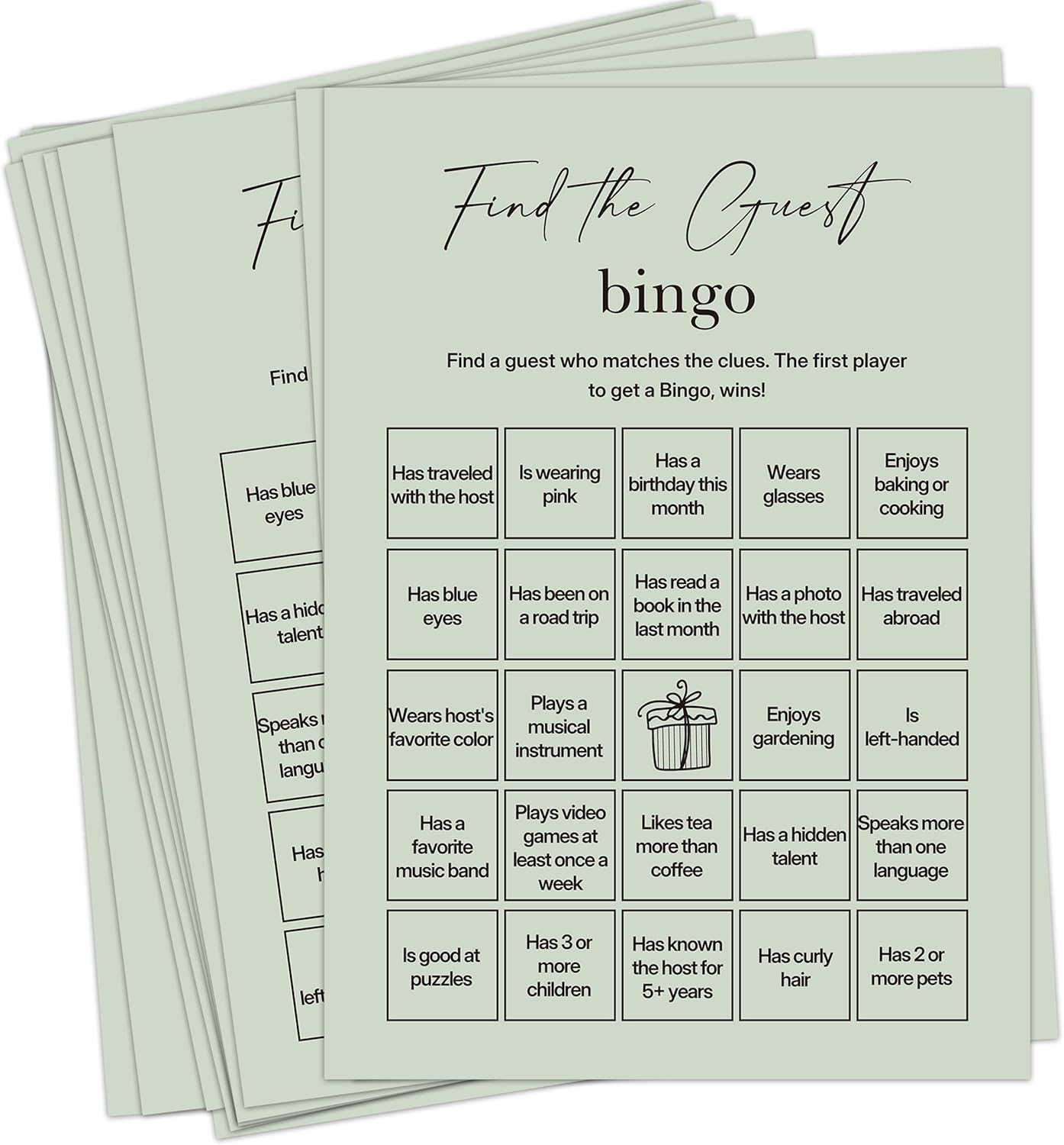 Find The Guest Bingo Cards – 25 Unique Cards, Icebreaker Party Games for Adults, Rustic Blush Pink Mingle Activity for Birthday Parties, Family Reunions, Office Events & Friendsgiving
