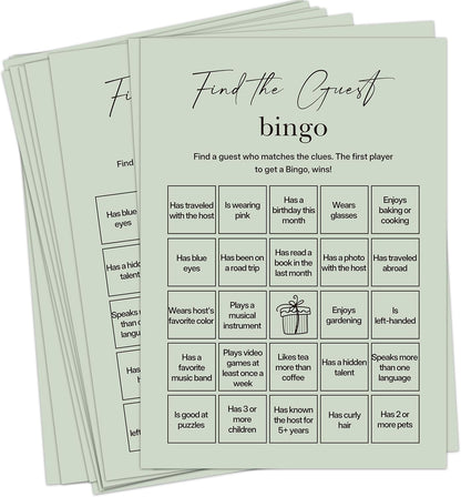 Find The Guest Bingo Cards – 25 Unique Cards, Icebreaker Party Games for Adults, Rustic Blush Pink Mingle Activity for Birthday Parties, Family Reunions, Office Events & Friendsgiving