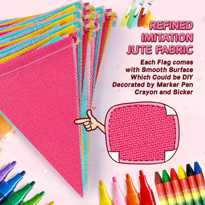 120 Flags/72ft Pennant Banner Flags Garland, Triangle Banner Pennant Flags on a String, Pastel Burlap Pennant Banner Garland Bunting Banner for Outdoor Birthday Party Decorations Pastel