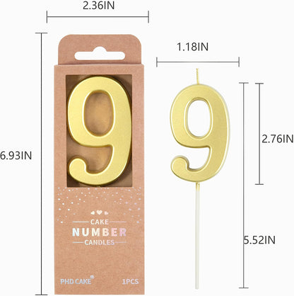 PHD CAKE 2.76 Inch Modern Gold 2 Number Birthday Candles, Gold Number Candles, Cake Number Candles, Party Celebration