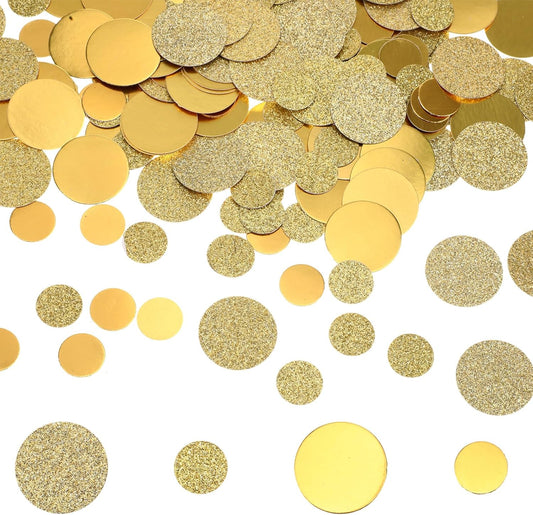 Gold Confetti for Tables, 200Pcs Round Glitter Scatter Table Decoration - Gold Confetti Craft for Wedding Bridal Baby Shower Celebration Circle Dots Decor