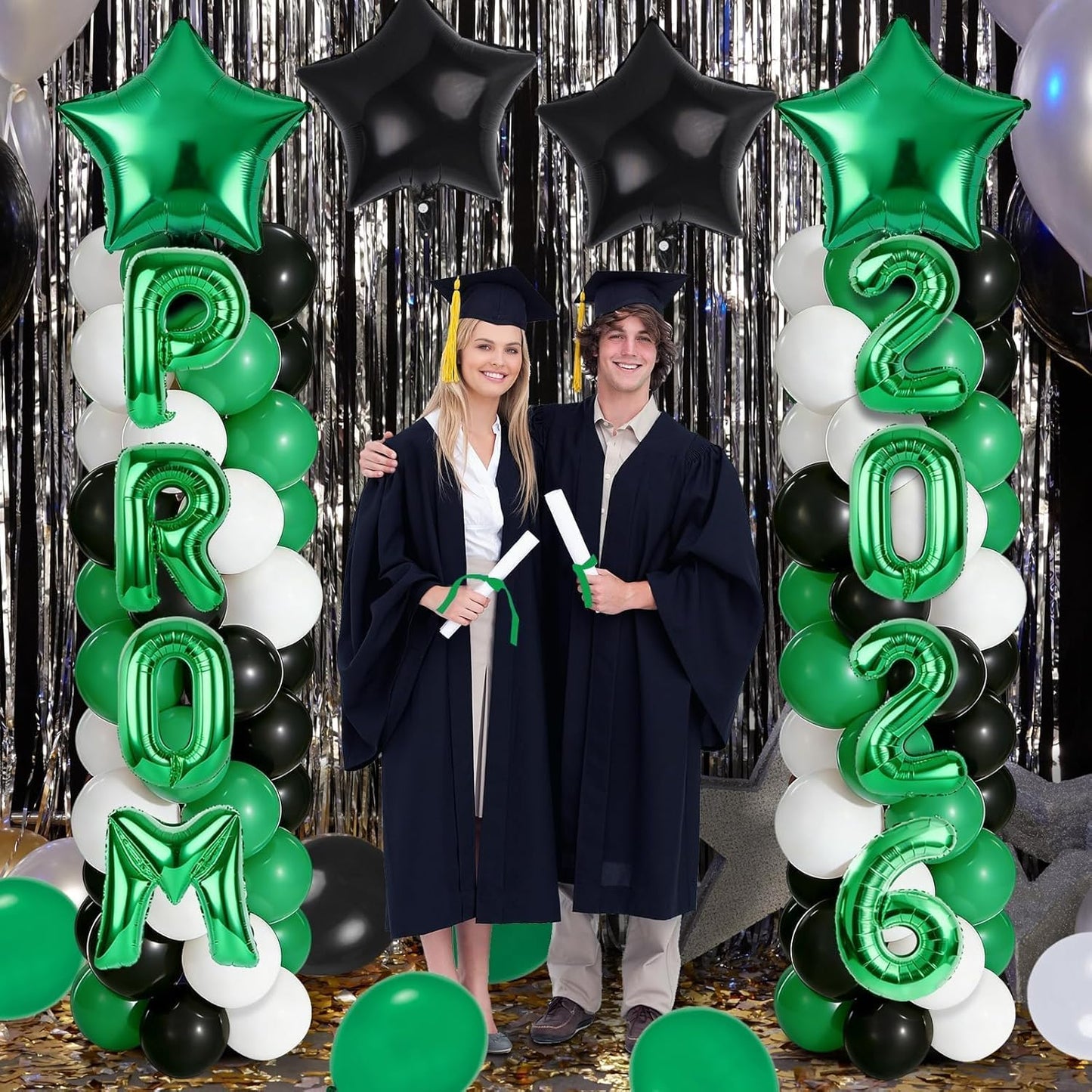 2 Sets Graduation Balloon Column Stand Kits with Balloons 2026 Grad Themed Decoration Navy Blue Balloon Tower Stand Kit for Grad High School & College Celebration Party Decor