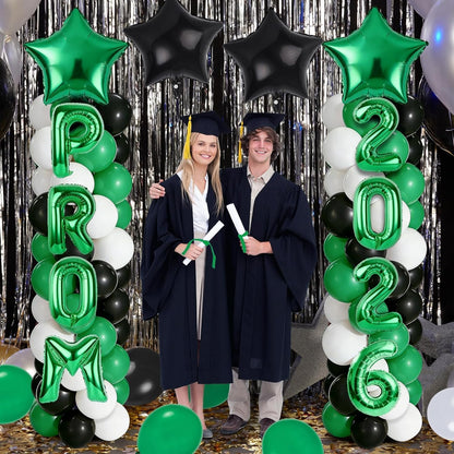 2 Sets Graduation Balloon Column Stand Kits with Balloons 2026 Grad Themed Decoration Navy Blue Balloon Tower Stand Kit for Grad High School & College Celebration Party Decor