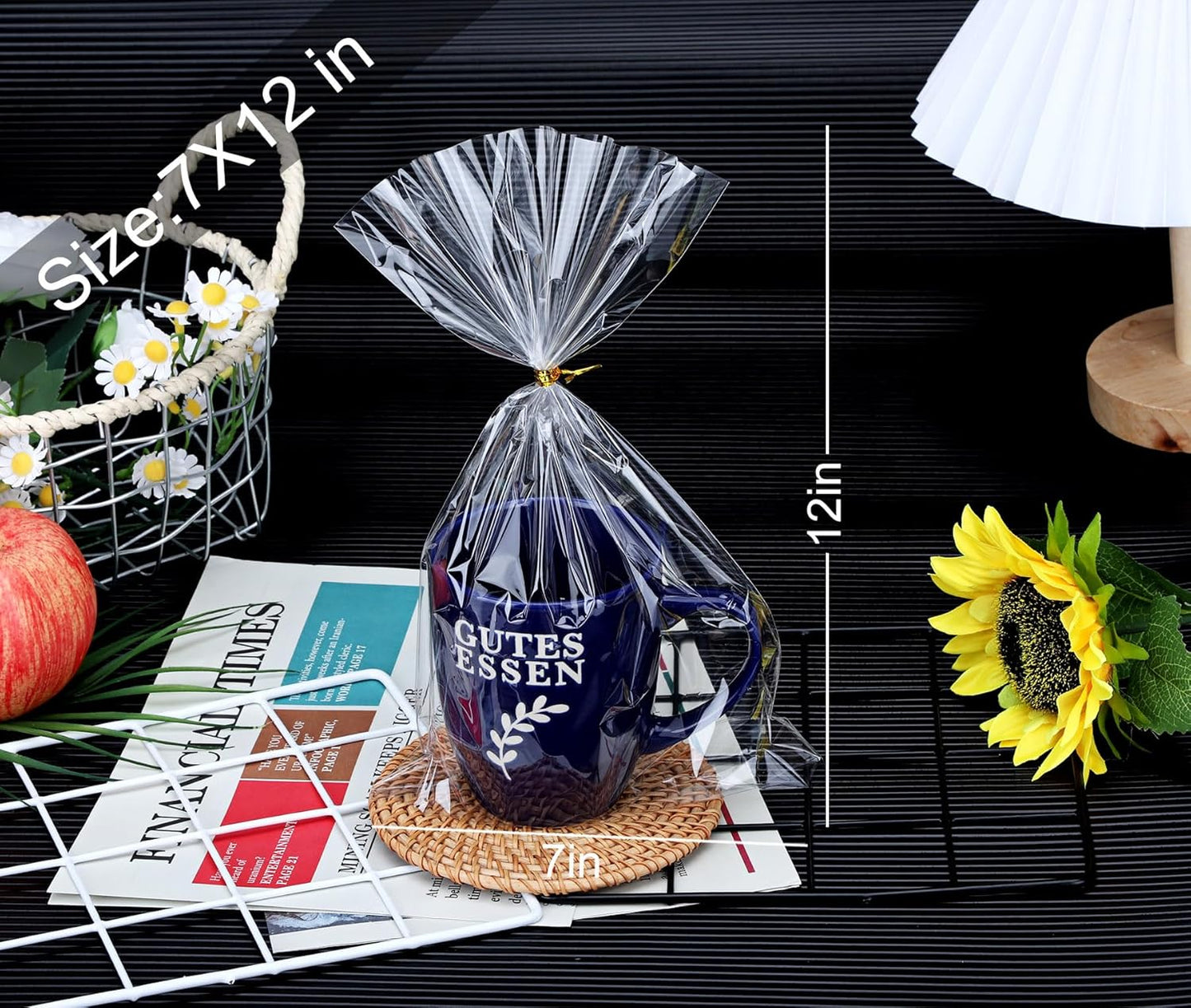 Clear Candy Bags 100pcs 6X10 Cellophane Treat Bag Party Favor Goodie Cake Pop Gift Apple Cello for Gift Baskets Bakery Cookie with Ties