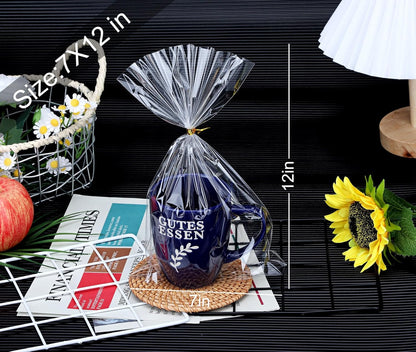 Clear Candy Bags 100pcs 6X10 Cellophane Treat Bag Party Favor Goodie Cake Pop Gift Apple Cello for Gift Baskets Bakery Cookie with Ties