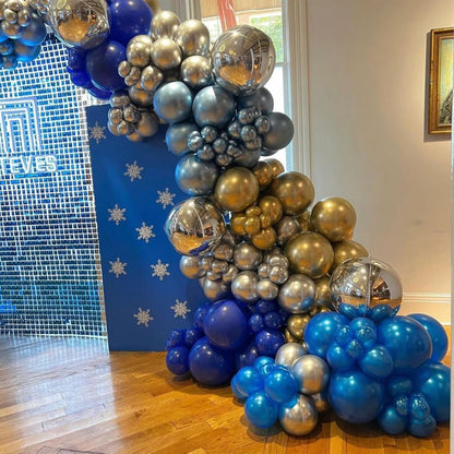 60 Pcs Blue and Silver Balloons, Navy Royal Blue Silver Party Balloons with Metallic Confetti Helium Latex Balloons for Birthday Baby Showers Fathers Day 2025 Graduation Decoration