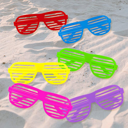 54 Pack Neon Party Shutter Shades Glasses,80's Party Slotted Plastic Sunglasses Eyewear Party Favors and Party Props for Kids Teens Adults