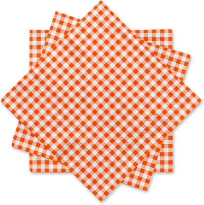 Gatherfun Disposable Red and White Gingham Paper Napkins (Pack of 50)