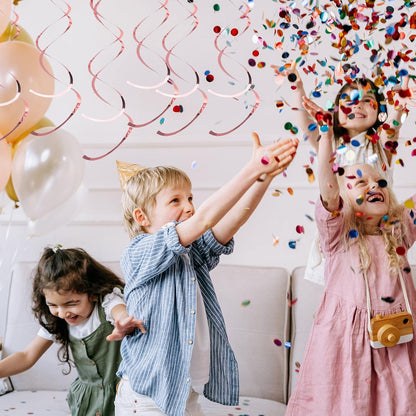 30 Pieces Iridescent White Hanging Swirls, Foil Swirl Hanging Decorations Plastic Steamers for Ceiling, Dangling Whirls Wedding Baby Shower Birthday Party Decorations