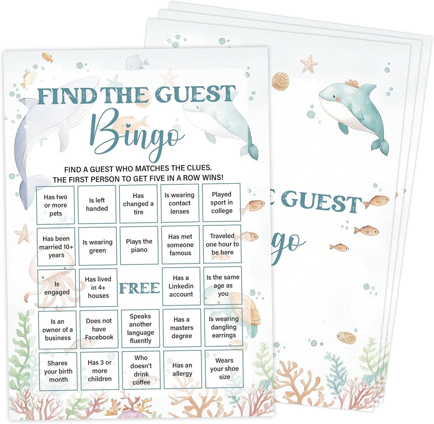 Under The Sea Baby Shower Bingo Game, Pack of 30 Game Cards, Sea Creatures Ocean Shower Game, Gender Reveal Party Decorations, Gender Neutral - KR77