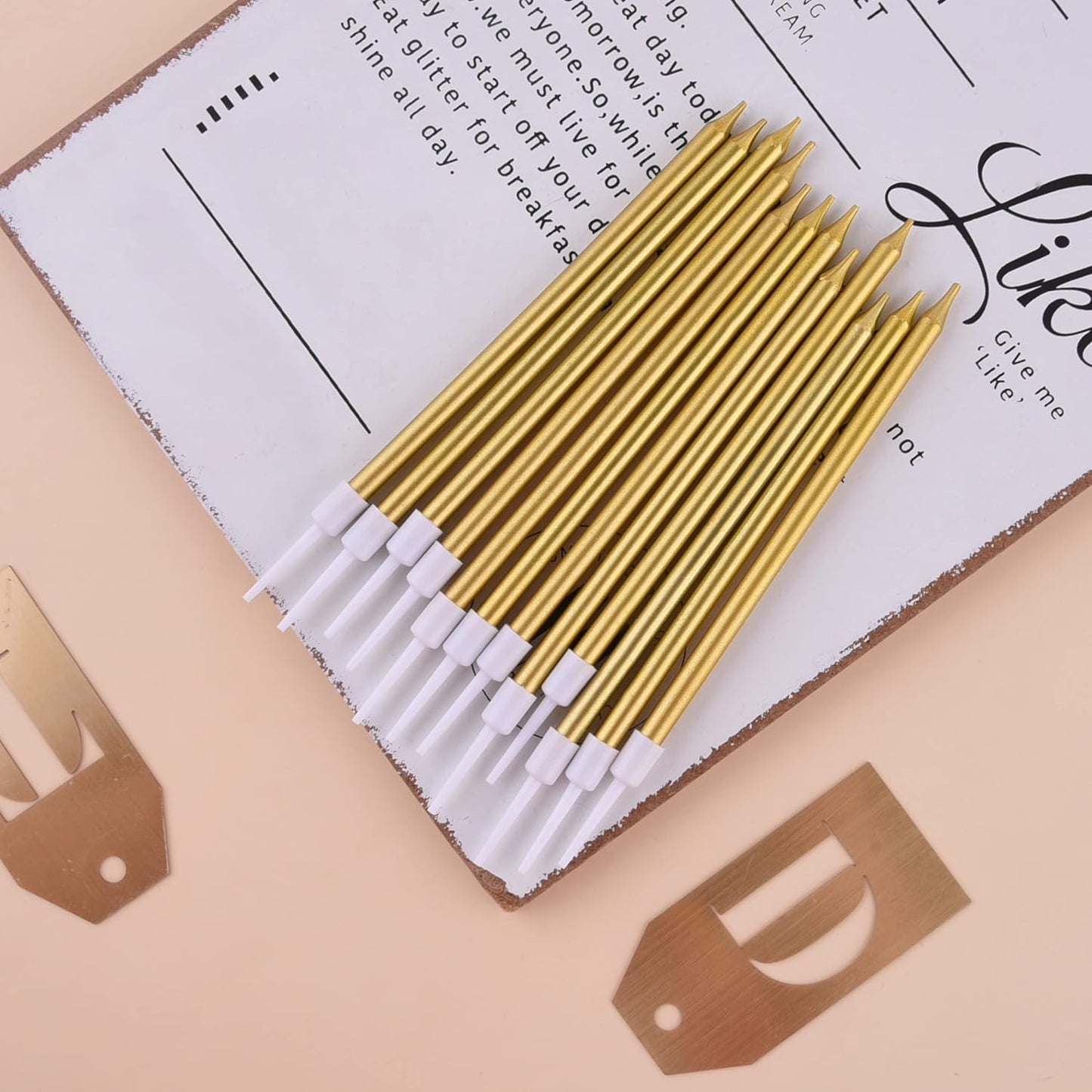 PHD CAKE Champagne Gold Long Thin Metallic Birthday Candles, Cake Candles, Birthday Parties, Wedding Decorations, Party Candles