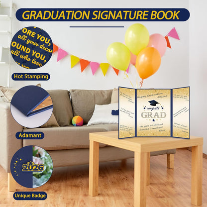 Vlipoeasn 2026 Graduation Guest Book Alternative, Black Gold Class of 2026 Graduation Party Decorations, Graduation Signature Book for 2026 College High School, Unique Graduation Gifts for Friends