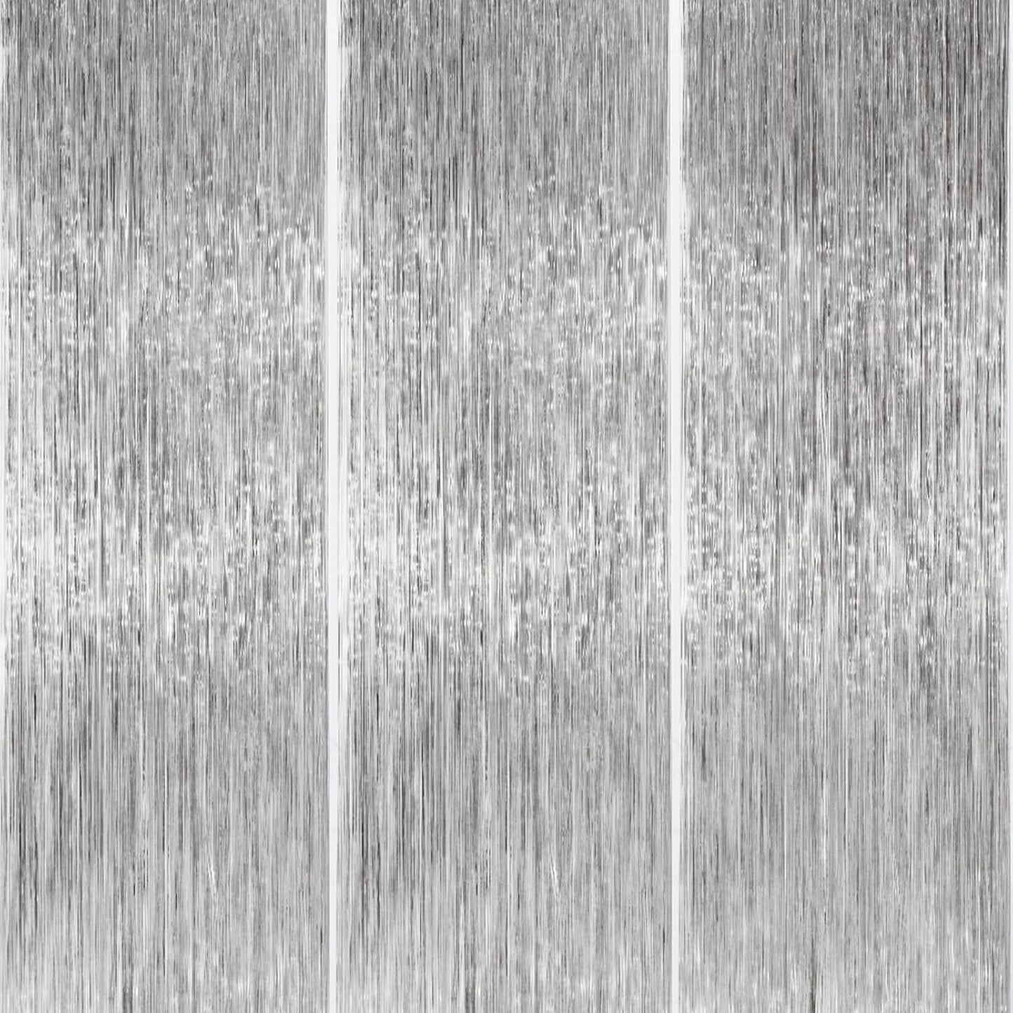 PartyWoo Silver Streamers 3pcs Tinsel Backdrop 8.2FT Metallic Tinsel Foil Fringe Streamer Curtains Party Photo Booth Backdrop for Graduation Baby Shower Bachelorette Wedding Disco Party Decorations