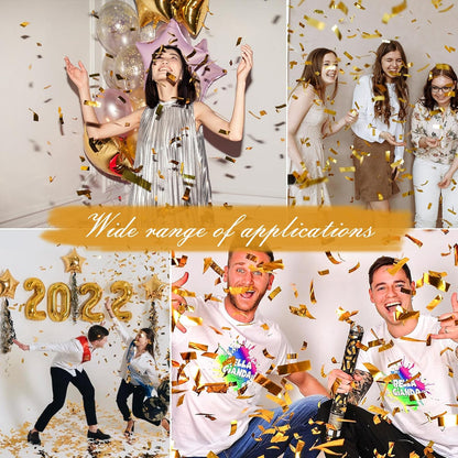 Confetti Cannons Confetti Poppers 5 Pack,15 Inch Gold Party Poppers Confetti Shooters, WORKKEEP Yello Confetti Pop for Birthday Wedding Celebration Halloween Decorations Air Powered Confetti Gun