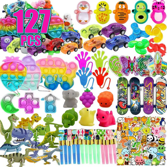 Dilycery 127 Pcs Easter Egg Fillers Fidget Party Favors for Kids, Treasure Box Toys for Classroom, Treasure Chest for Kids Prizes, Goodie Bags Stuffers Pinata Filler, Carnival Prizes