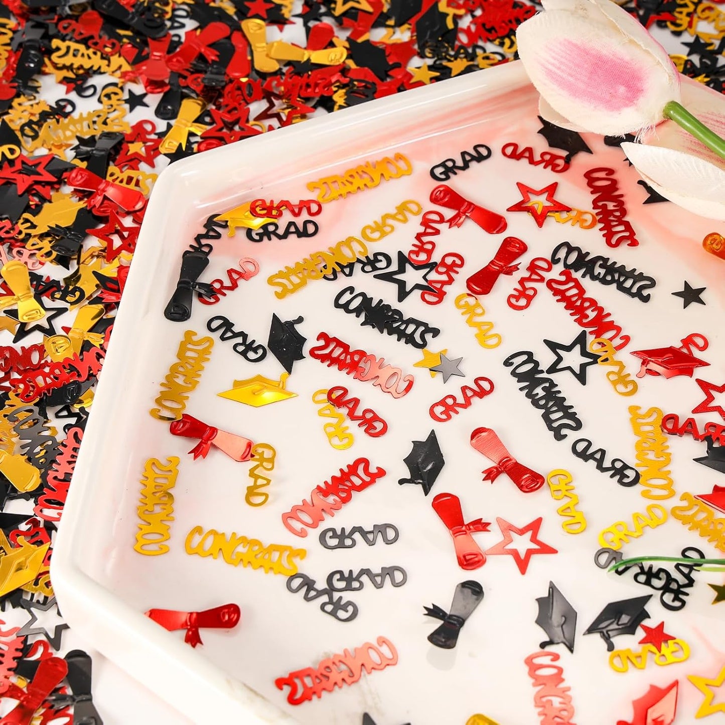 Gold and Black Graduation Confetti 2026, 1000 Pcs Congrats Grad Confetti Class of 2026 Party Table Centerpiece for 2026 Graduation Party Decorations
