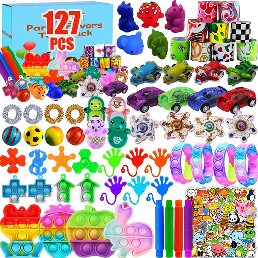 127 Pcs Party Favors for Kids 4-8, Treasure Box Toys for Classroom, Prizes for Kids Classroom, Pinata Fillers Goodie Bags Stuffers, Bulk Fidget Toys Birthday Gifts